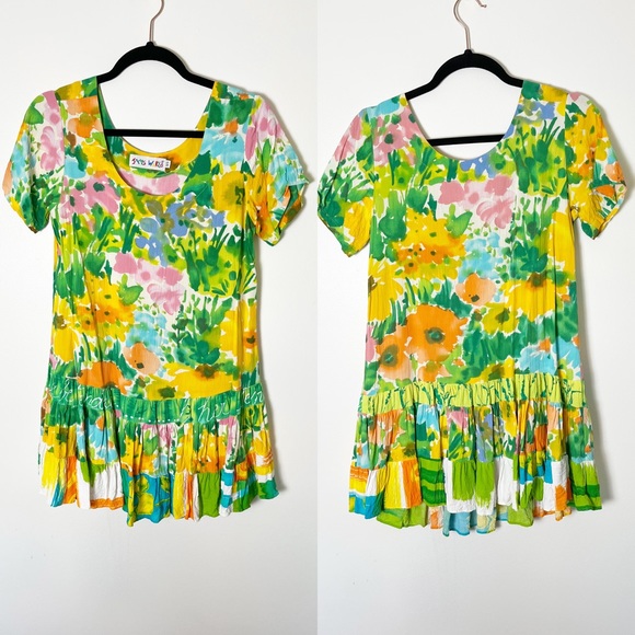 Jams World Dresses & Skirts - Jams World Green Floral Mini Dress XS